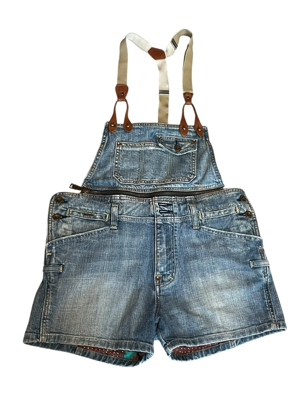 Vigoss studio Vintage Upcycled Y2K Denim short overalls women’s 29